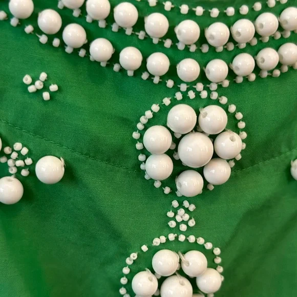 BANANA REPUBLIC Silk & Cotton Blend Green Beaded Blouse - Picture 2 of 3